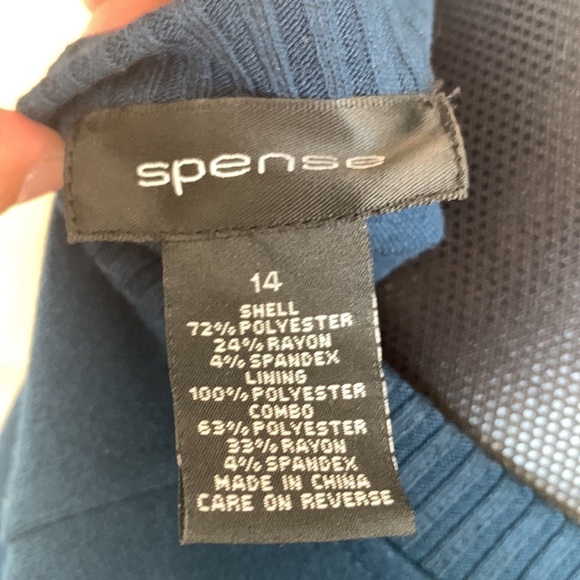 Spense Midnight Blue Cap Sleeve Knee Length Knit Dress with Zipper Size 14 - Picture 5 of 10